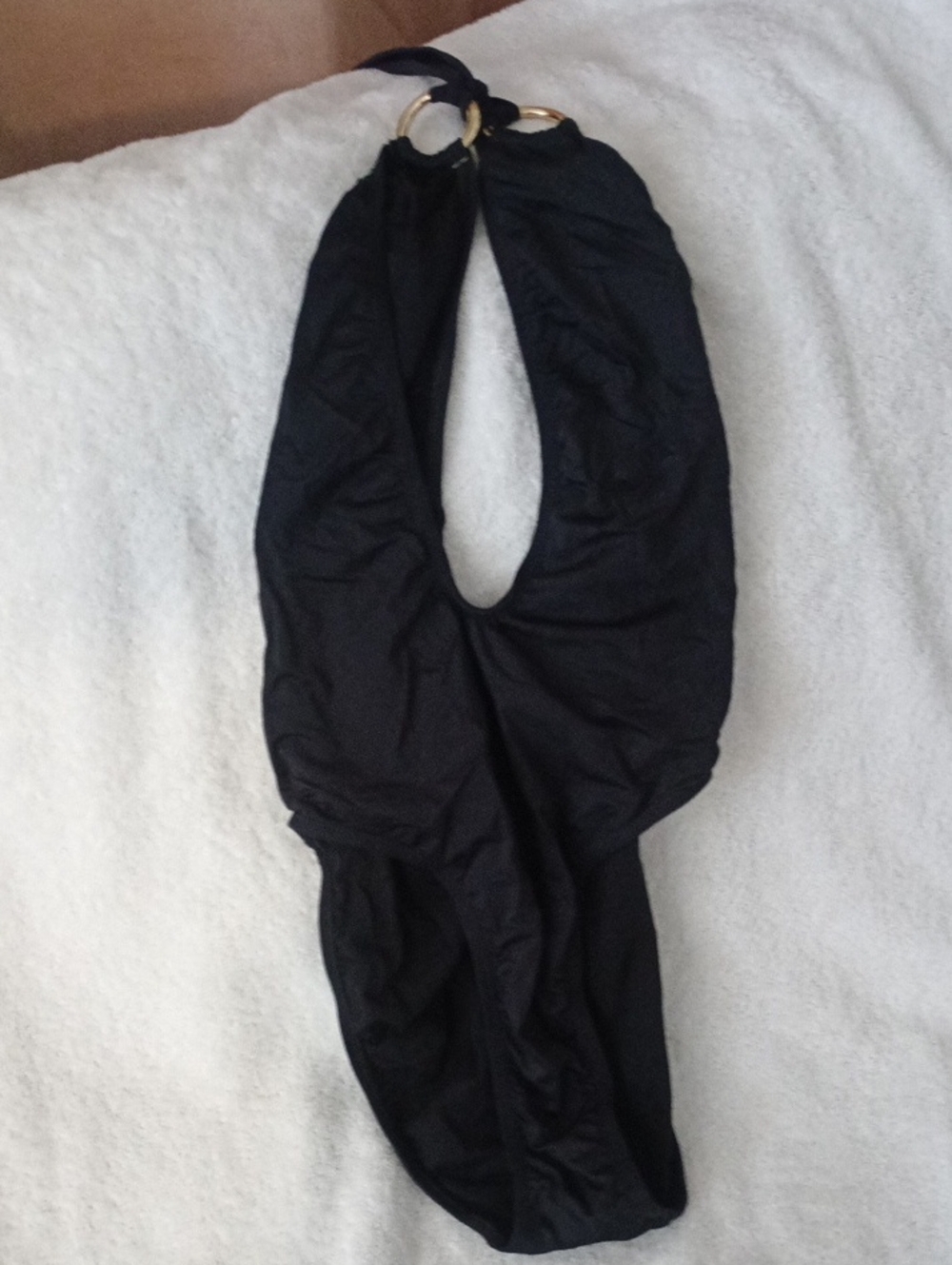 Classic Black Swim Wrap with Gold Ring Accent